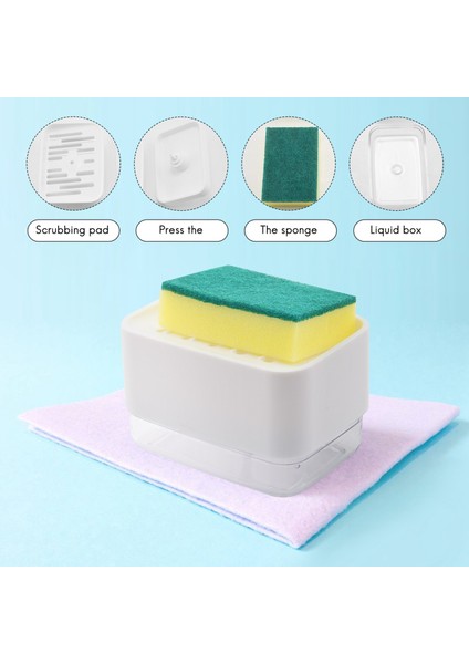 Mutfak Lavabo + Sünger Tutucu Için Sabunluk, Içi Boş Tasarım, Sabun Pompası Dispenseri Tezgah Üstü Lavabo Dispenseri Beyaz (Yurt Dışından) fiyatları