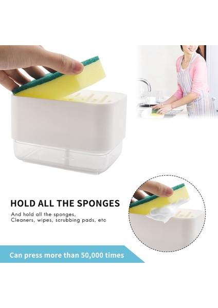 Mutfak Lavabo + Sünger Tutucu Için Sabunluk, Içi Boş Tasarım, Sabun Pompası Dispenseri Tezgah Üstü Lavabo Dispenseri Beyaz (Yurt Dışından) modelleri