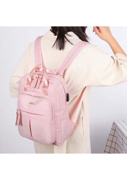 Kadın USB Şarjlı Sırt Çantası, Saf Renk, Çok Yönlü, Eğlence Seyahati, Su Geçirmez Sırt Çantası, Kız Çocuk Okul Çantası Açık Mavi (Yurt Dışından) indirimleri