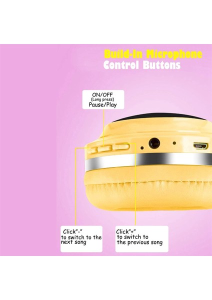 Çocuklar Için Kablosuz Bluetooth Kulaklıklar, Mikrofonlu Sevimli Kulak Üstü Kulaklıklar, Pc, Dizüstü Bilgisayar, Tabletlerle Uyumlu Kablosuz Kulaklık (Yurt Dışından) fiyatları