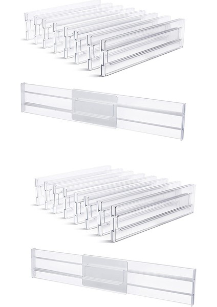 Çekmece Bölücüler 16 Paket, Ayarlanabilir 3,2 Inç Yüksek 11-20,6 Inçten Genişletilebilir Mutfak Çekmecesi Düzenleyici, Şeffaf Plastik (Yurt Dışından)