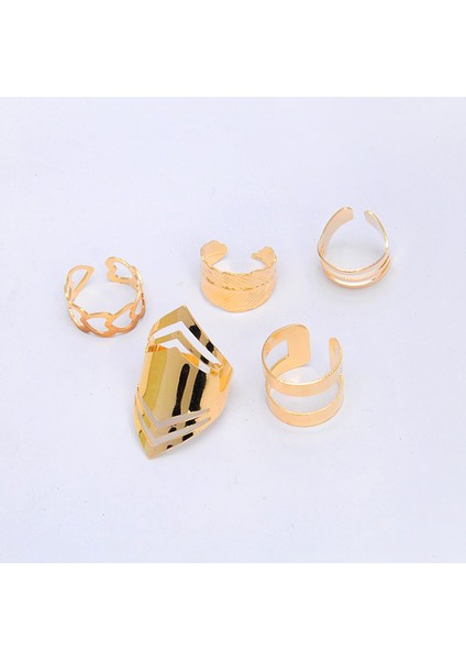 Adet/takım Klasik Bague Punk Ortak Daire Orta Parmak Yüzükler Kadınlar Için Set Ayarlanabilir Altın Geometrik Içi Boş Parti Yüzük (Yurt Dışından) modelleri