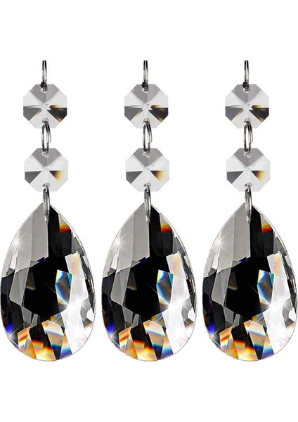 60 Adet Avize Kristalleri, Şeffaf Gözyaşı Kristal Avize Kolye Parçaları Boncuk, Avizeler Için Asılı Kristaller (50MM) (Yurt Dışından)