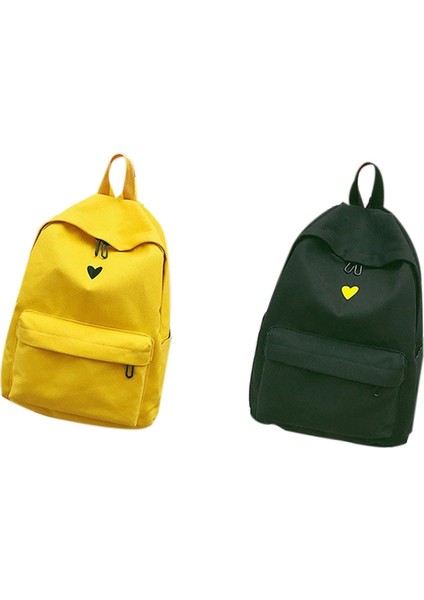 Kadın Sırt Çantası Kanvas Baskılı Kalp Sırt Çantası Kore Tarzı Öğrenciler Seyahat Çantası Kız Okul Çantası Dizüstü Sırt Çantası Sarı (Yurt Dışından) fiyatları