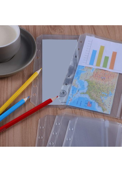 24 Adet Bağlayıcı Cepler A6 Boyutu 6 Delik Bağlayıcı Fermuar Klasörleri 6 Halkalı Defter Bağlayıcı Gevşek Yaprak Çanta (Yurt Dışından)