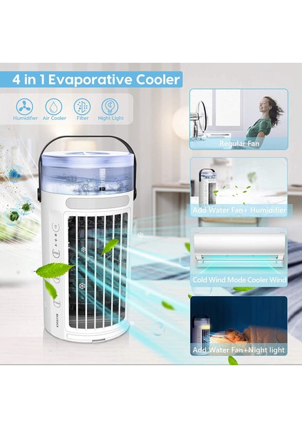 Kişisel Klima, Mini Taşınabilir Evaporatif Soğutucu Masa Fanı 7 Renk LED Işık Nemlendirici Ev Dış Mekan Için (Yurt Dışından) modelleri