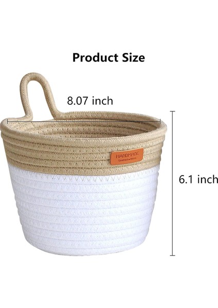 Duvar Asılı Sepet Depolama, Pamuk Halat Dokuma Küçük Asılı Sepetler Saplı Dekor Bitki Sepeti (2 Paket) (Yurt Dışından) indirimleri