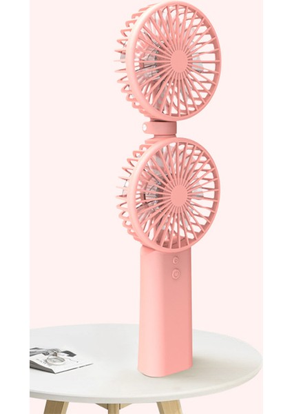 Yaz Soğutucu Taşınabilir Fan El USB Şarj Edilebilir Mini Çift Kafa Katlanır Seyahat Açık Ev Ofis Hayranları, Pembe (Yurt Dışından)