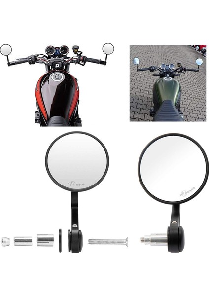 1 Çift Evrensel Dikiz Yuvarlak Motosiklet Scooter Yan Aynalar Gidon Montaj Çubuğu Çapı 13-19 mm (Yurt Dışından) fiyatları