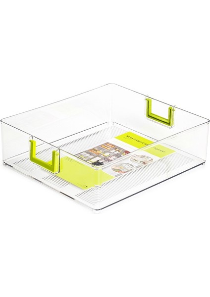 Yeni Şeffaf Plastik Buzdolabı Yiyecek Içecek Organizatör Kovaları Meyve Saklama Kutusu Saplı, Mutfak Kiler Için-L 14.5X12.5IN (Yurt Dışından)