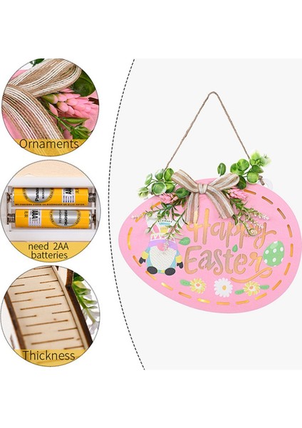 Paskalya Kapı Asılı Dekorasyon Ahşap Burcu Işıkları ile Ev Açık Kapalı Dekor Malzemeleri Için Kapı Askısı, 23X2.5X32 cm (Yurt Dışından) indirimleri
