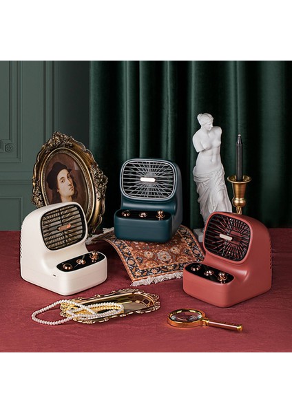 Retro USB Hava Soğutma Fanı Taşınabilir Mini Klima Nemlendirici Ev Ofis Için Masaüstü Soğutucu - Yeşil (Yurt Dışından)