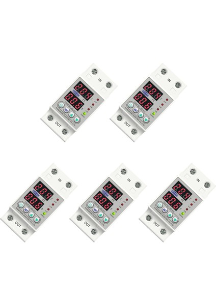 Многоцелевые Наборы,5x Din Raylı Çift Ekran Ayarlanabilir Aşırı Gerilim Akım ve Düşük Gerilim Koruyucu Cihaz Rölesi 40A 220V 230V (Yurt Dışından)