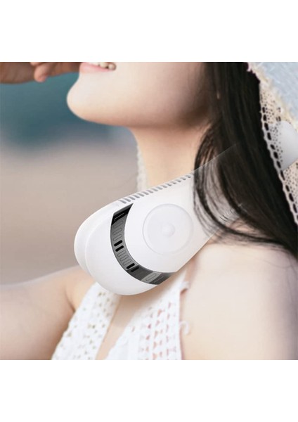 Taşınabilir Boyunlu Fan,katlanabilir Bladeless FAN,5000MAH Eller Serbest Fan,3 Hız AYARI,360 Derece Hava Akımı Fanı,beyaz (Yurt Dışından)