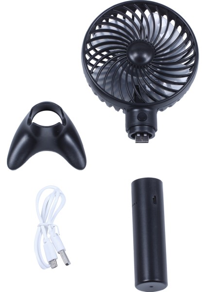 Siyah Çok Fonksiyonlu 3'ü 1 Arada El USB Fan Taşınabilir 2000 Mah Mobil Güç Telefon Tutucu (Yurt Dışından)