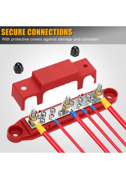 2 Adet Bara, 12V Güç Dağıtım Bloğu,3x 1/4ın (M6) Terminal SAPLAMALARI,10X 5/32INCH (M4) Terminal Vidası, Bara (Yurt Dışından)