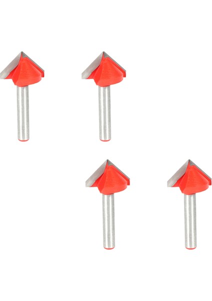 4x Cnc Gravür V Oluk Bit 3D Uçları Yönlendirici Oyma Kesici Aracı 90 Derece 6mm x 22MM (Yurt Dışından)