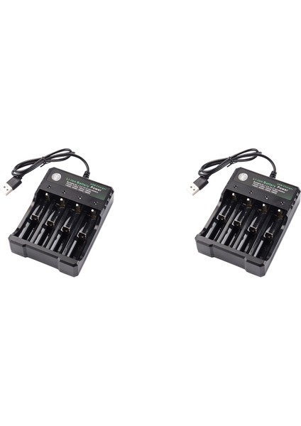 2x 18650 Lityum Pil Şarj Cihazı 4 Yuvalı 3.7V Akıllı USB Şarj Standı 14500 Parlak El Feneri Şarj Cihazı (Yurt Dışından)