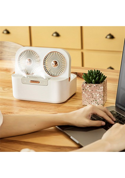 Yaz Serin Çift Bıçaklı Fan USB Masaüstü Klima Ofis Taşınabilir Su Soğutmalı Sessiz 1 (Yurt Dışından)