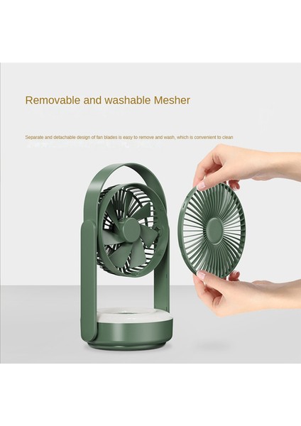 10000 Mah Duvara Monte Fan Gece Lambası Ücretsiz Delme Ev Sessiz Masaüstü USB Şarj Krem Rengi (Yurt Dışından)