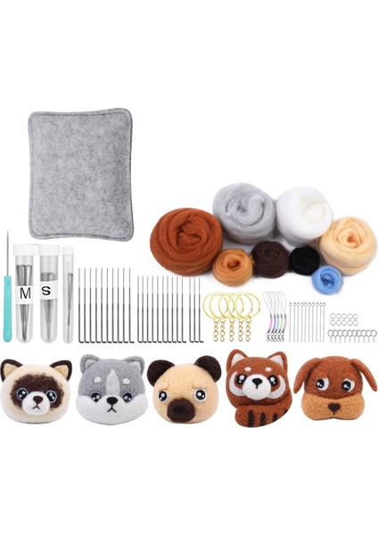 Iğne Keçe Acemi Anahtarlık Seti, Hayvanlar Iğne Keçe Malzemeleri Seti Dahil Fitil, Iğne Keçe Pedi, Iğneler (Yurt Dışından)