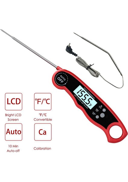 Alarm Fonksiyonlu Dijital Termometre Fırın Çift Probu Et, Gıda, Barbekü Vb. ile Uyumlu (Yurt Dışından)