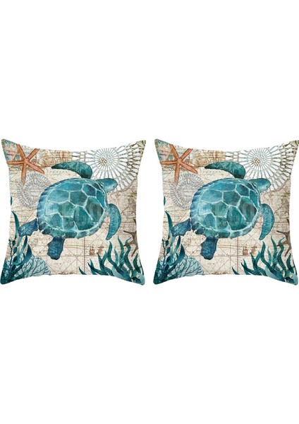 Akdeniz Baskılı Şeftali Derisi Yastık Kırlent Kılıfı 22 (Yurt Dışından)