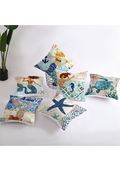 Akdeniz Baskılı Şeftali Derisi Yastık Kırlent Kılıfı 22 (Yurt Dışından) modelleri