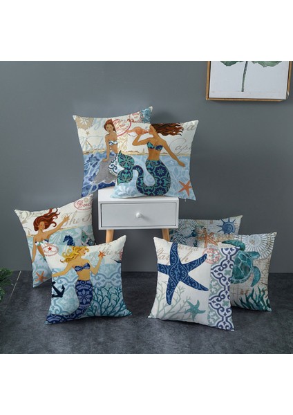 Akdeniz Baskılı Şeftali Derisi Yastık Kırlent Kılıfı 22 (Yurt Dışından) indirimleri