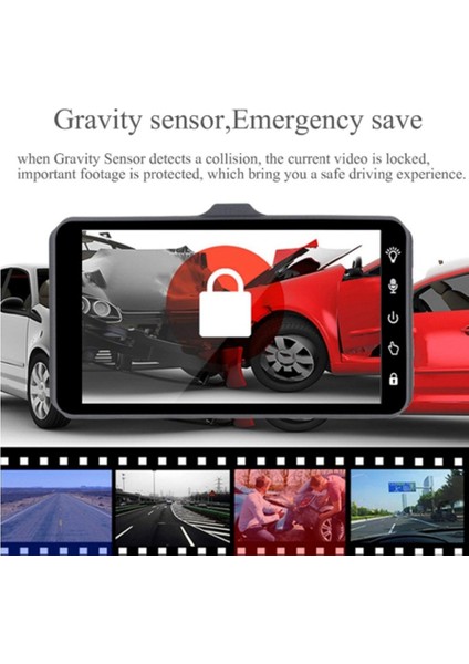 Ön ve Arka Çift Araç Kamerası Hd 1080P 4 Inç Kontrol Paneli Kamerası G-Sensörlü Park Monitörü ile Full Hd 170° Geniş Açı Yedekleme Kamerası (Yurt Dışından) fiyatları