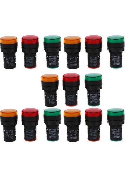 Kırmızı, Sarı-Yeşil Işıklı Lamba 22 mm LED Pilot Gösterge Paneli Ac 220 V 15 Adet (Yurt Dışından)