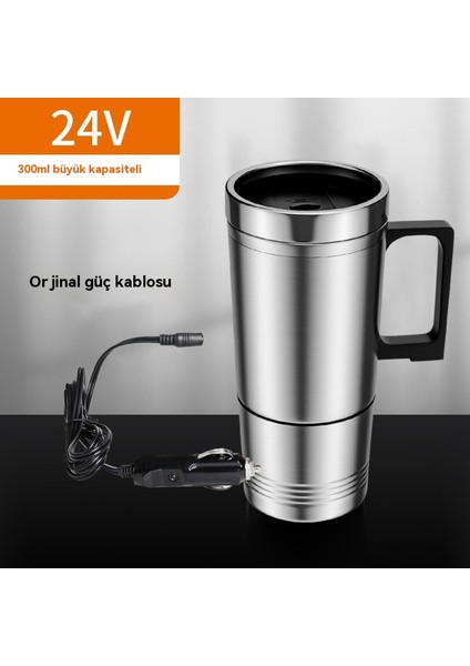Araba Isıtma Su Bardağı Araba Isıtma Termos Bardağı 24V Elektrikli Isıtma Bardağı Paslanmaz Çelik Astar Isıtma (Sadece Kamyonlar Için) (Yurt Dışından)