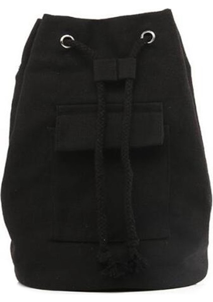 Moda Sırt Çantası Kadın Çantası Büyük Kapasiteli Kanvas Halat Seyahat Çantası Çok Amaçlı Spor Çantası Siyah (Yurt Dışından)