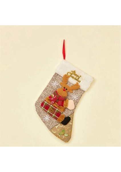 Noel Asma Süs Noel Çorapları Taklit Noel Baba Kardan Adam-Geyik Ayı Noel Süsleri Asılı Hediye Çantaları (Yurt Dışından) fiyatları