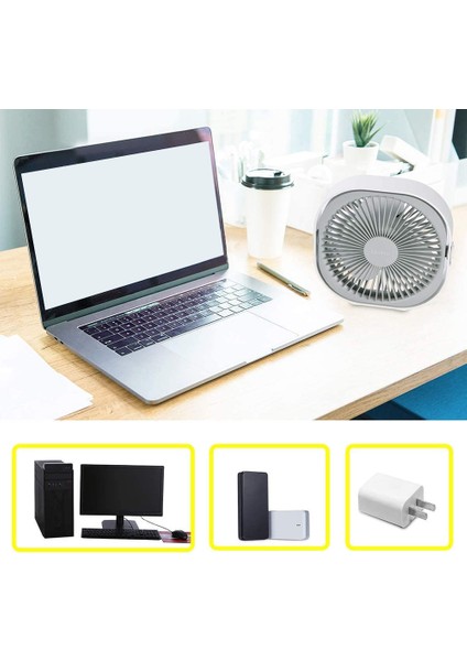 Masaüstü Fanı, 4000MAH Şarj Edilebilir Dahili Pil, El Kayışı, USB Güç Kaynağı ve 3 Hızlı Taşınabilir Sessiz Fan (Yurt Dışından) indirimleri