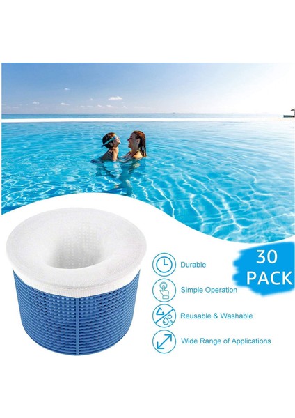 30'lu Paket, Skimmer Sepeti ile Uyumlu Çorap Filesi, Havuz Filtresi Çorap Filesi Ultra Ince Örgü Elek Astarı (Yurt Dışından)