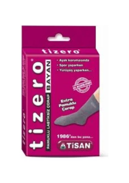 Tizero Pamuklu Lastiksiz Çorap - Extra Pamuklu Bayan Çorabı