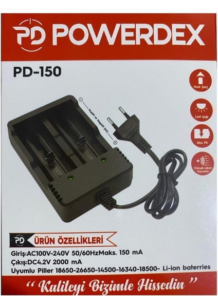 Li-Ion LED Göstergeli Pil Şarj Cihazı