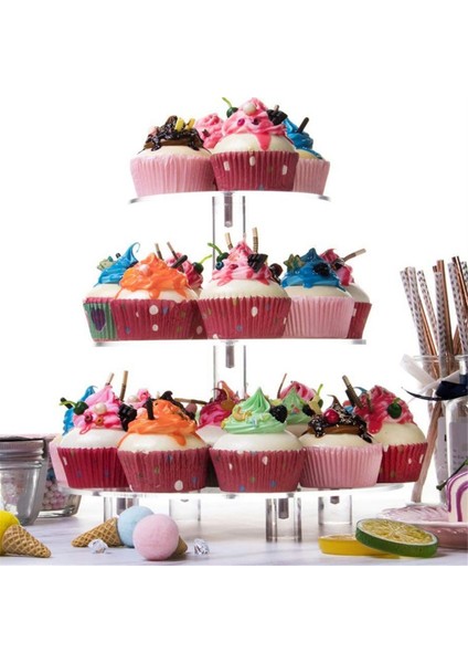 3 Katmanlı Akrilik Cupcake Standı, Doğum Günü, Bebek Partisi, Çay Partisi ve Düğün Dekoru Için Yuvarlak Kek Teşhir Standı (Yurt Dışından) indirimleri