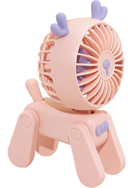 Mini Masaüstü Dekorasyon Hayranları Sevimli Hayvan Geyik Şarj Edilebilir USB Küçük Elektrikli Fan Öğrenci Yurdu Pembe (Yurt Dışından)