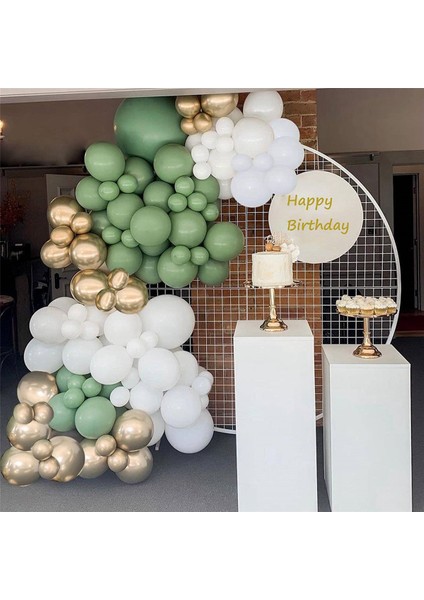 2 Takım Zeytin Yeşili Altın Beyaz Lateks Balonlar, Doğum Günü Bebek Duş Partisi Için Yeşil ve Altın Konfeti Parti Balonları (Yurt Dışından) fırsatları