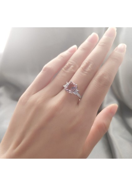 Katı Yastık Morganit Taş Yüzükler Kadınlar Için Nişan Yıldönümü Band Sevgililer Hediye Yüzük Seti, Pembe (Yurt Dışından) indirimleri