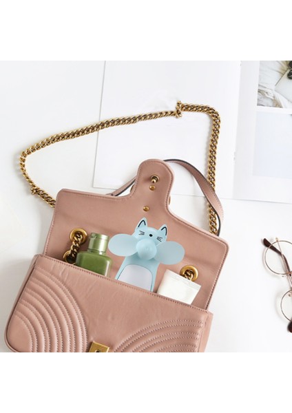 Açık Küçük Fan Mini Karikatür Kedi El Taşınabilir Şarj LED Gece Lambası Mavi (Yurt Dışından) modelleri