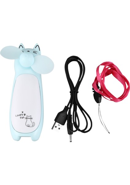 Açık Küçük Fan Mini Karikatür Kedi El Taşınabilir Şarj LED Gece Lambası Mavi (Yurt Dışından) fırsatları