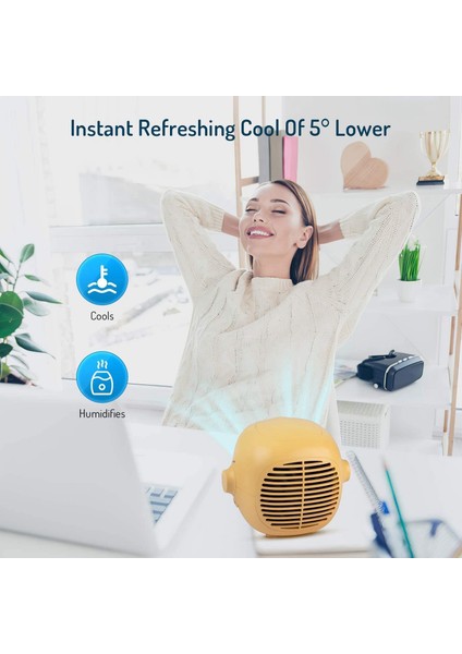 Taşınabilir Klima Fanı Soğutma Alanı USB Şarjlı Sessiz Masaüstü (Sarı) (Yurt Dışından) modelleri