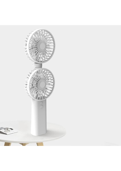 Yaz Soğutucu Taşınabilir Fan El USB Şarj Edilebilir Mini Çift Kafa Katlanır Seyahat Açık Ev Ofis Hayranları, Beyaz (Yurt Dışından)