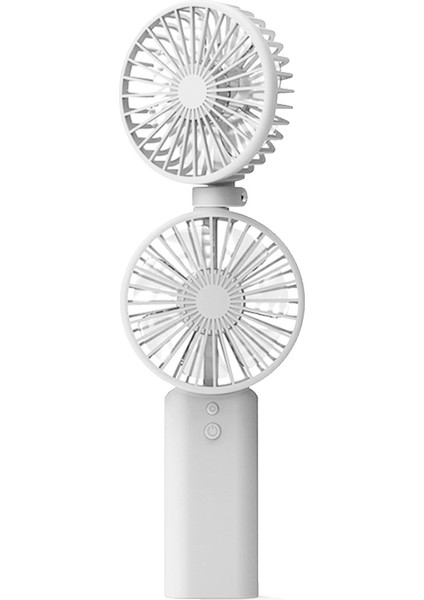 Yaz Soğutucu Taşınabilir Fan El USB Şarj Edilebilir Mini Çift Kafa Katlanır Seyahat Açık Ev Ofis Hayranları, Beyaz (Yurt Dışından)