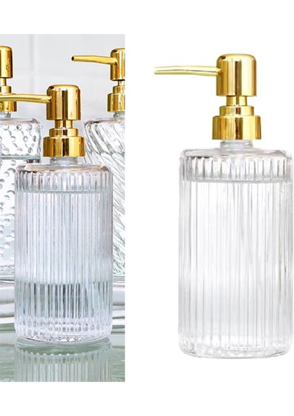 400 ml Cam Losyon Şişesi Pres Tipi Dağıtım Şerit Pompa Kafası Altın Pres Tipi Sabun Sıvı Banyo Depolama Şişesi (Yurt Dışından)