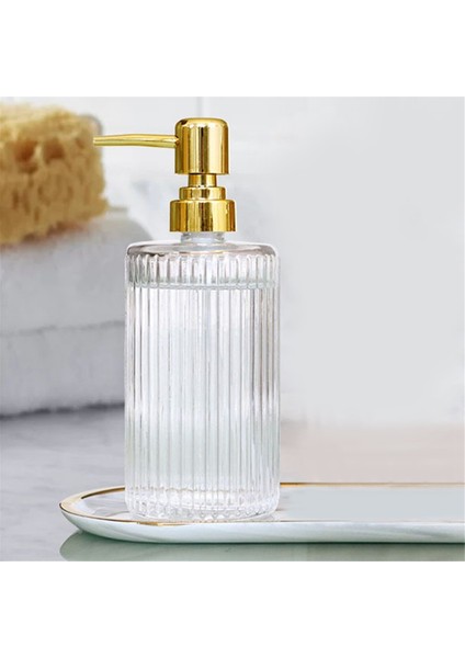 400 ml Cam Losyon Şişesi Pres Tipi Dağıtım Şerit Pompa Kafası Altın Pres Tipi Sabun Sıvı Banyo Depolama Şişesi (Yurt Dışından)