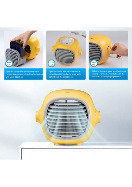 Taşınabilir Klima Fanı Soğutma Alanı USB Şarjlı Sessiz Masaüstü (Sarı) (Yurt Dışından) indirimleri